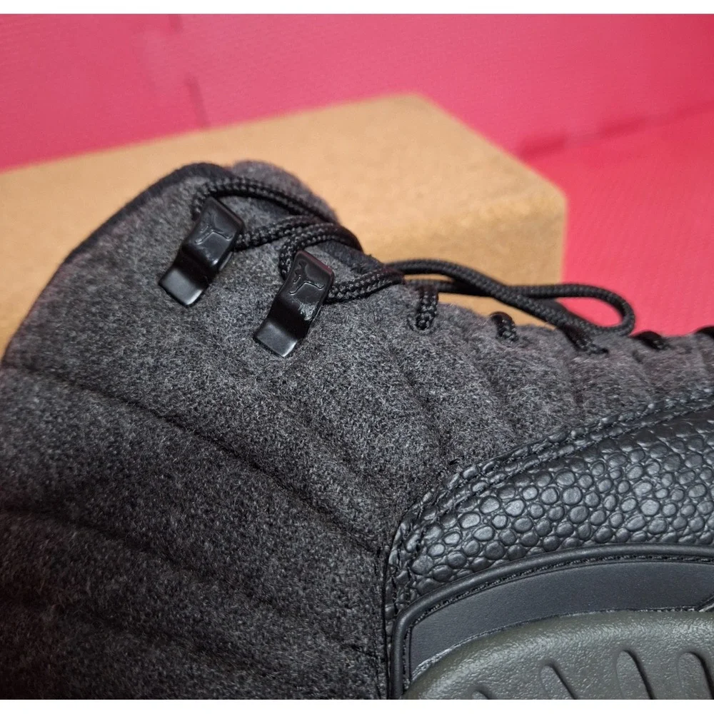 Nike Air Jordan 12 Retro Gray Wool Sneakers Shoes US Size 6Y Boys 852626-003